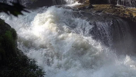 Close up waterfall, stream of waterfall, Chiang Mai Thailand Stock Footage 96259555