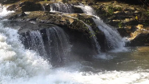 Close up waterfall, stream of waterfall, Chiang Mai Thailand Stock Footage 96259693
