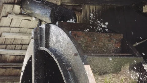 Close up  watermill mechanism 스톡 동영상 87359091