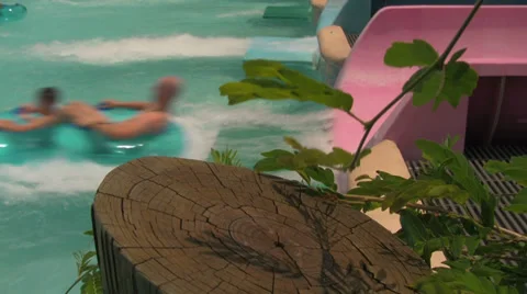 Close-up of Waterslide Ending in Pool Video stock 31919634