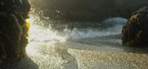 Close-up Wave Coming in at Beach 스톡 동영상 85818193