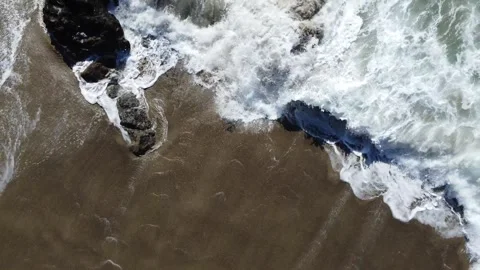 Close-up wave at  Pacific ocean in Point Dume Malibu Stock Footage 274042539