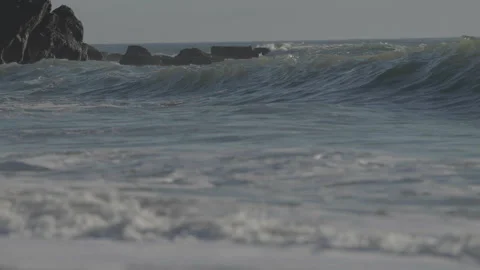 Close-up of wave with rocks in the background, San Francisco Stock Footage 333194319