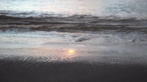 Close Up Wave Shore Break Sunset 4k Stock-Footage 100055372