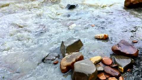Close Up Of Waves On A Beach Stock Footage 138737049