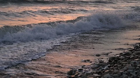 Close-up of waves on the beach Stock Footage 265907960