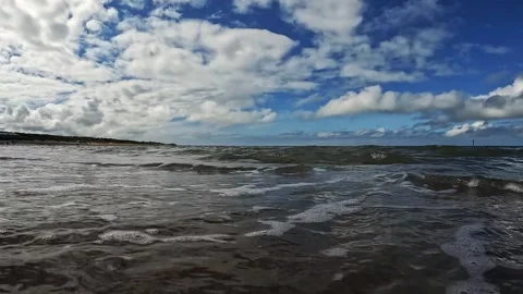Close Up of waves at the Brouwersdam (audio) Stock Footage 295115200