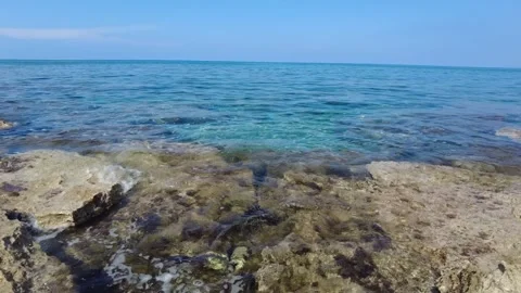 Close-up of the waves gently hitting the shore. Stock Footage 278106899
