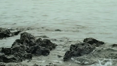 Close-up of waves hitting coastal rocks. Stock-Footage 294197750
