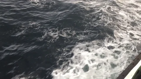 Close up of waves hitting the ship Stock Footage 83186495