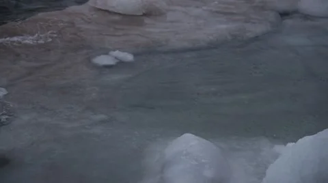 Close up waves on icy shore Stock Footage 46059393