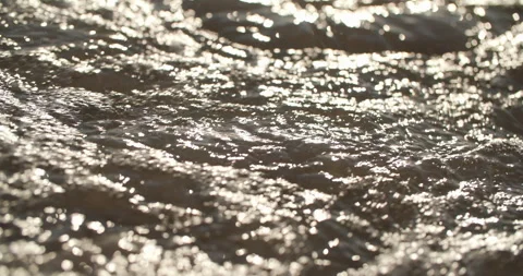 Close-up of waves reaching the shore in evening light Stock Footage 279915317