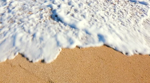 Close Up of Waves Rolling Up The White Sandy Beach. Stock Footage 53892980