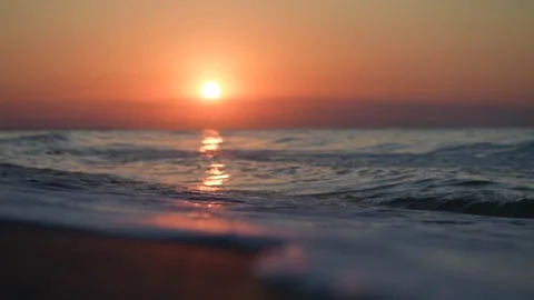 Close up waves at sea during sunset Stock Footage 158088962