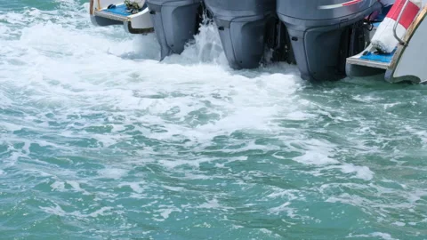 Close-up of the waves splashing from a speedboat. Stock Footage 204621820