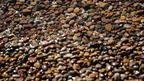 Close Up Waves Splashing on Stones of Mountain Lake Shore Stock Footage 85528579