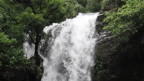 Close-up of the waves in the upper water outlet of the waterfall. Stock Footage 278184834