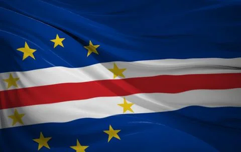 Close-up of a Waving Cape Verde Flag, perfect for patriotic designs, Indepe.. Stock Photos