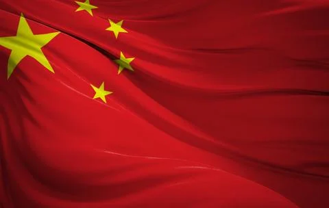 Close-up of Waving China flag, suitable for patriotic designs, Independence.. Stock Photos