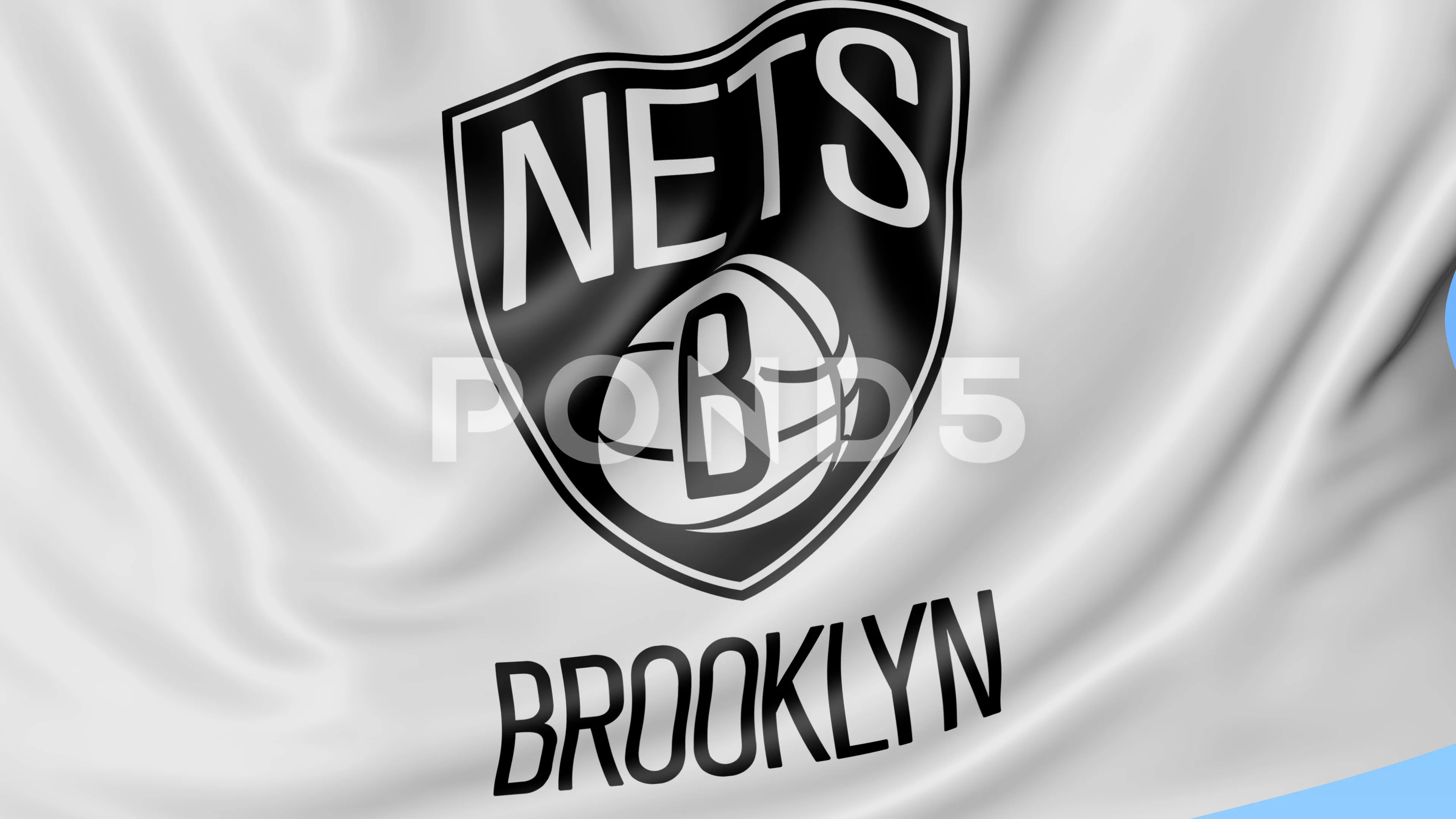 Waving Flag With Brooklyn Nets Professional Team Logo. Editorial