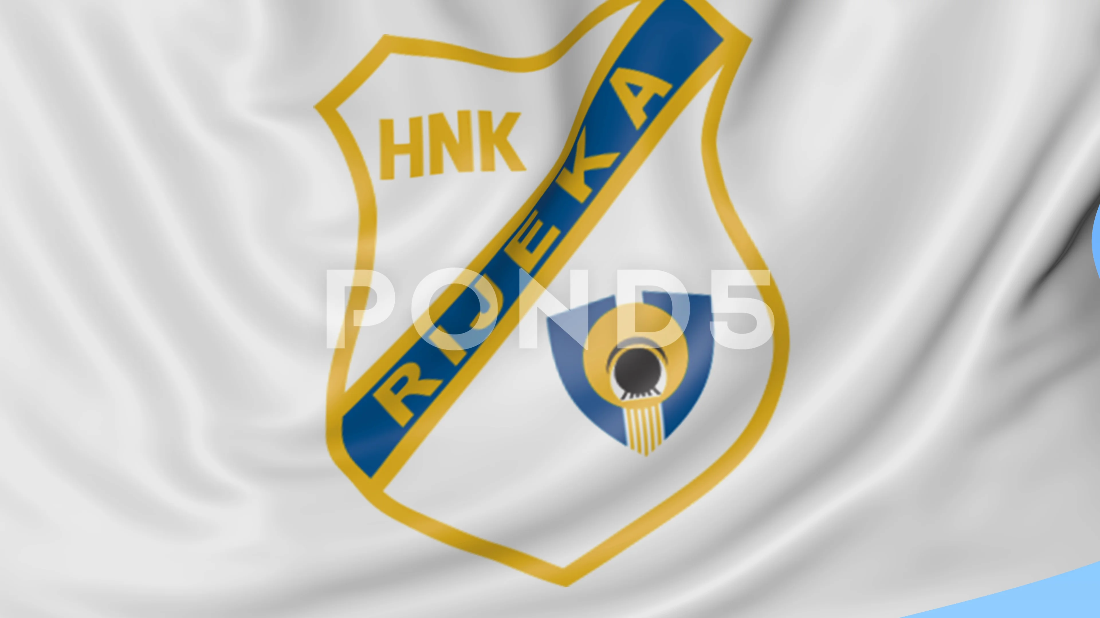 Flying Flag with HNK Rijeka Football Club Logo, Close-up