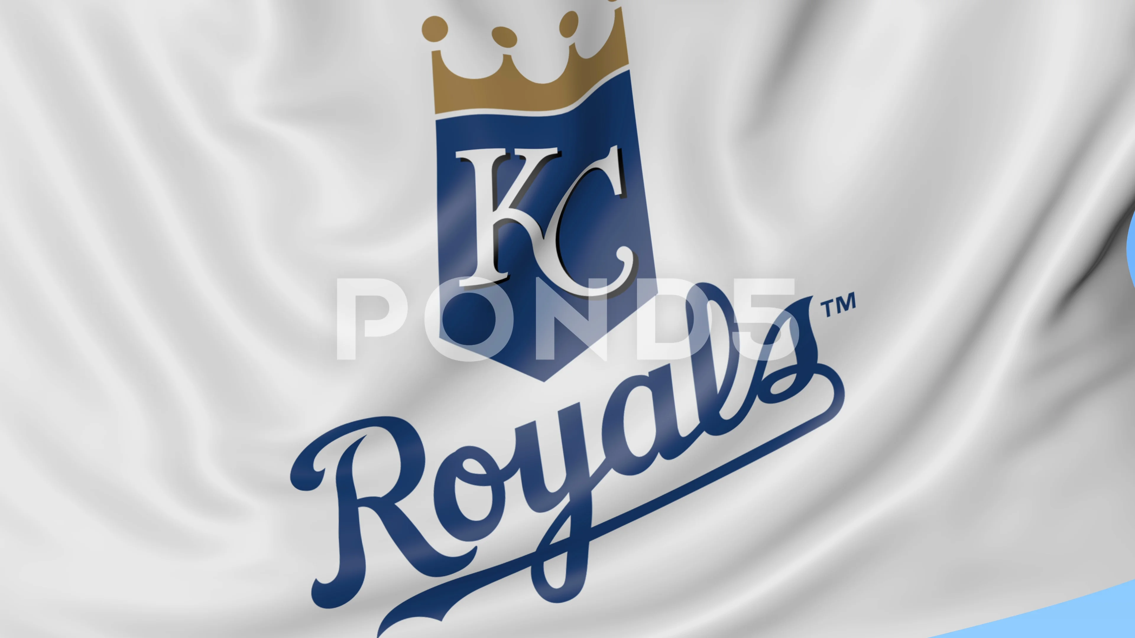 Waving flag with Kansas City Royals professional team logo