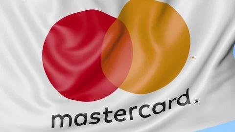 Close-up of waving flag with MasterCard ... | Stock Video | Pond5