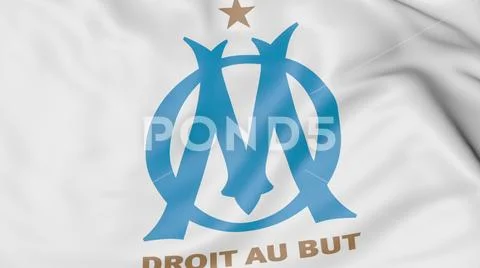 Waving Flag With Olympique De Marseille Football Club Logo