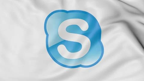 Close up of waving flag with Skype logo, 3D rendering イラスト素材