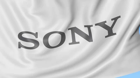 Close-up of waving flag with Sony Corpor... | Stock Video | Pond5