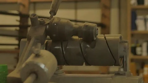 Close up on a waving machine inside a Tartan waving mill 스톡 동영상 98886307