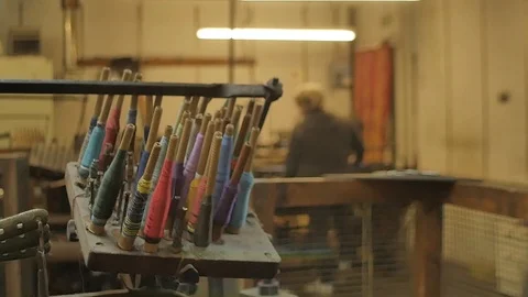 Close up on a waving machine inside a Tartan waving mill 스톡 동영상 98886773