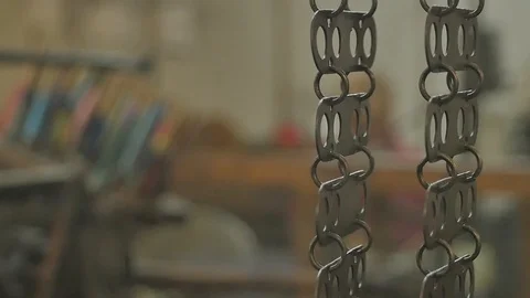 Close up on a waving machine inside a Tartan waving mill 스톡 동영상 98886774