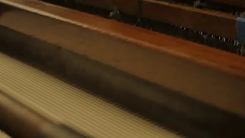 Close up on a waving machine inside a Tartan waving mill 스톡 동영상 98886887