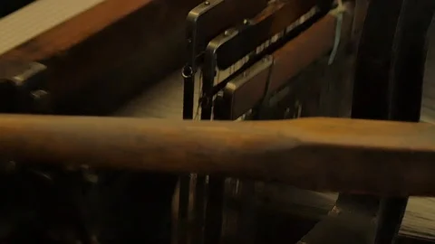 Close up on a waving machine inside a Tartan waving mill 스톡 동영상 98886981