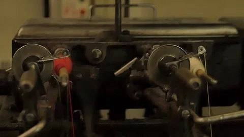 Close up on a waving machine inside a Tartan waving mill 스톡 동영상 98887056