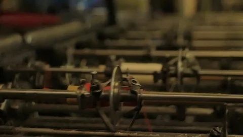 Close up on a waving machine inside a Tartan waving mill 스톡 동영상 98887066