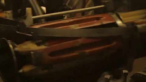 Close up on a waving machine inside a Tartan waving mill 스톡 동영상 98887137