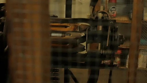 Close up on a waving machine inside a Tartan waving mill Stock-Footage 98887155