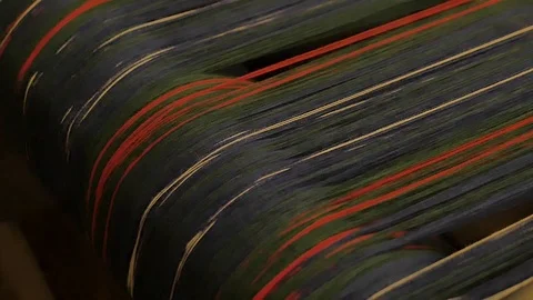 Close up on a waving machine inside a Tartan waving mill 스톡 동영상 98887409