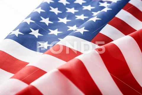 Close up of waving national usa american flag as a background. Concept of Mem Stock Photos