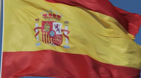 Close-up of waving Spanish flag Video stock 22461817