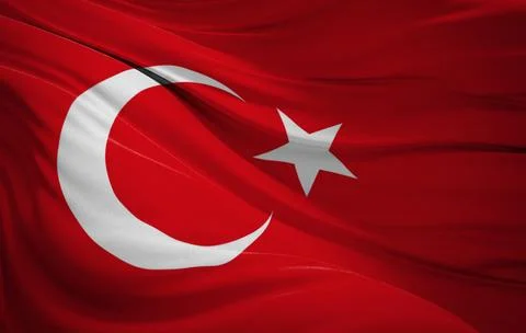 Close-up of Waving Turkey flag, suitable for patriotic designs, Independenc.. Stock Photos