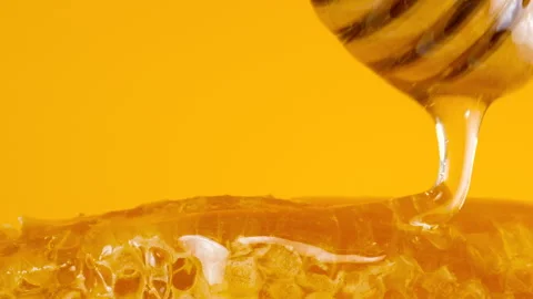 Close-up of wax honeycombs. Shooting macro. Healthy eating concept. 스톡 동영상 313908397