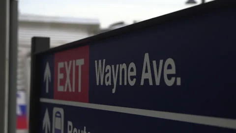 Close up Wayne Avenue Station Sign Stock Footage 316910331