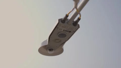 Close-up of a weather station sensor mounted on a pole against clear sky Stock Footage 329287641