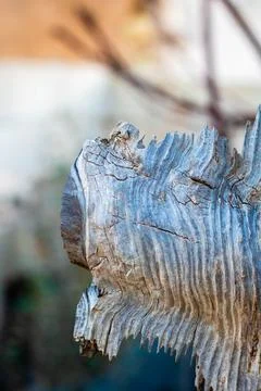 Close-up of a weathered beam of a mining derrick with house in the background Stock Photos