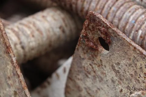 Close Up of Weathered Construction Steel Thread 스톡 사진