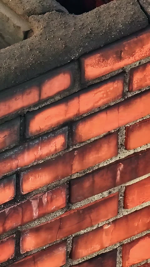 Close-Up Weathered Red Brick Chimney Texture Sunlight Shadow Detail Stock Footage 336242045