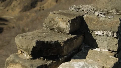Close-Up of Weathered Stone Steps on Great Wall at Mutianyu, Beijing, China Stock Footage 345826268